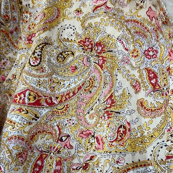 Chaps Paisley Button-Down Shirt in Cream, Red & Gold - Picture 3 of 5